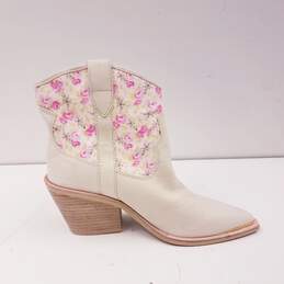 Dolce Vita Nashe Nubuch Pink Floral Women's Booties Ivory Size 8 alternative image