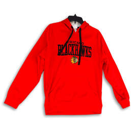 Mens Red Chicago Blackhawks Long Sleeve Pullover Hoodie Size Medium 38-40