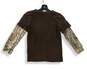 Boys Brown Long Sleeve Round Neck Casual Pullover T Shirt Size 7 image number 2