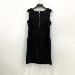 Womens Black Sleeveless V-Neck Back-Zip Classic Sheath Dress Size 12