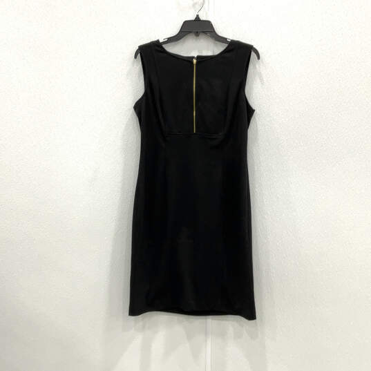 Womens Black Sleeveless V-Neck Back-Zip Classic Sheath Dress Size 12 image number 1