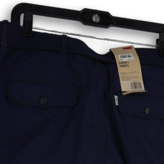NWT Mens Navy Blue Flat Front Flap Pocket Belted Cargo Shorts Size 32 image number 4