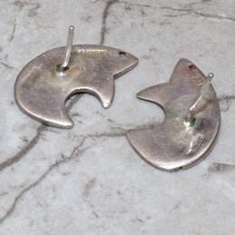 Navajo Artisan M. Kirk Signed Sterling Silver Bear Stud Earrings - 5.6g alternative image
