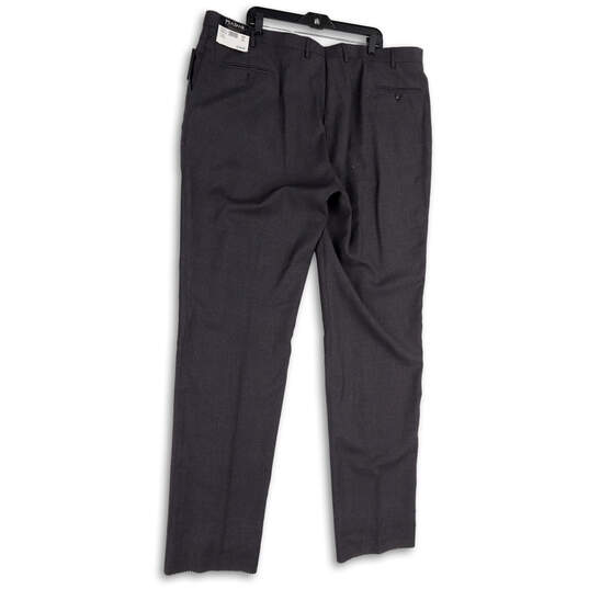 NWT Mens Gray Flat Front Slash Pocket Straight Leg Dress Pants Size 46L image number 2