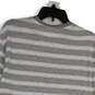 Womens Gray White Striped Short Sleeve Crew Neck Pullover T-Shirt Size L image number 4