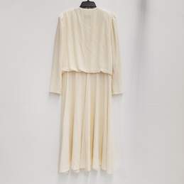 Womens Ivory Lace Deep V-Neck 3/4 Sleeve Midi Fit & Flare Dress Size 12 alternative image