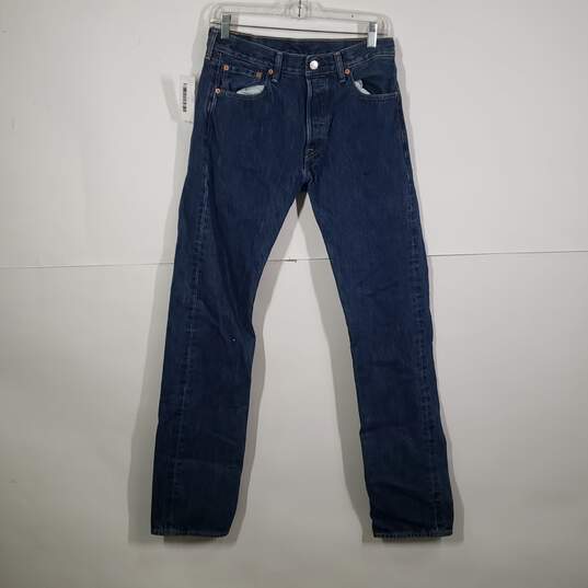 Mens 501 Dark Wash 5-Pocket Design Denim Straight Leg Jeans Size 30X34 image number 1