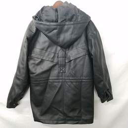 Black Faux Leather Hooded Rain Jacket Sz S alternative image