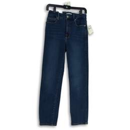 NWT Good American Womens Blue Denim High Rise Straight Leg Jeans Size 4/27