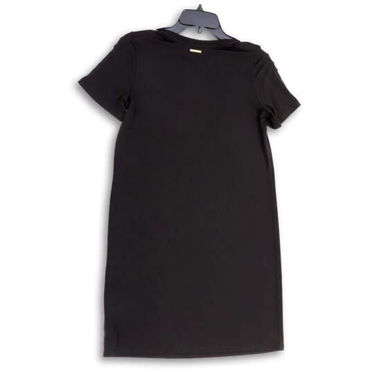 Womens Black Short Strappy Sleeve Crew Neck Pullover Shift Dress Size XS image number 2