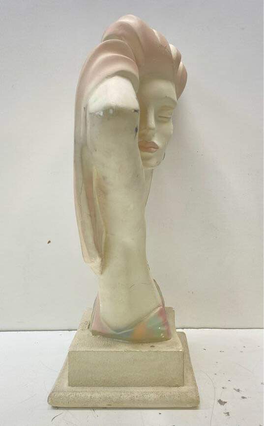 Art Deco Bust Statue Vintage Sculpture of Model Profile Signed. image number 3