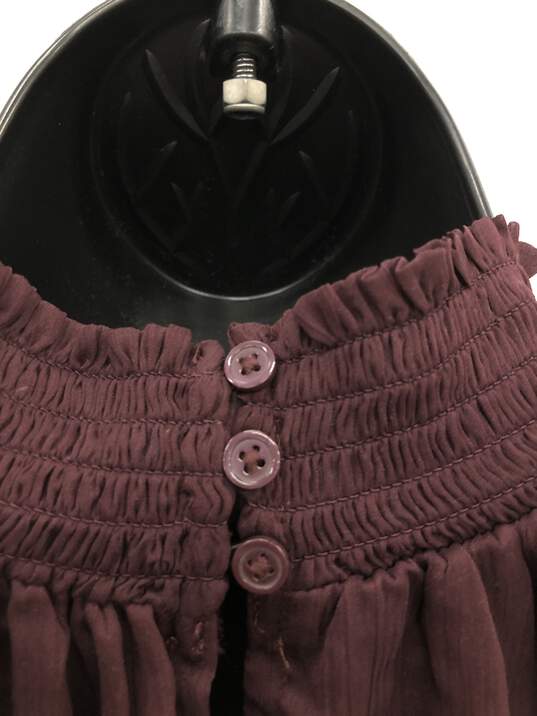 NWT Women's Deep Wine Red Long Sleeve Smocked Blouse image number 3
