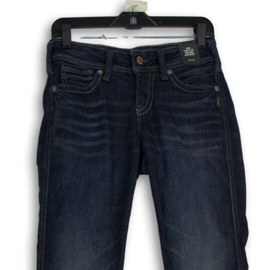 Womens Blue Denim Medium Wash Mid Rise Bootcut Leg Jeans Size 27W 35L image number 3