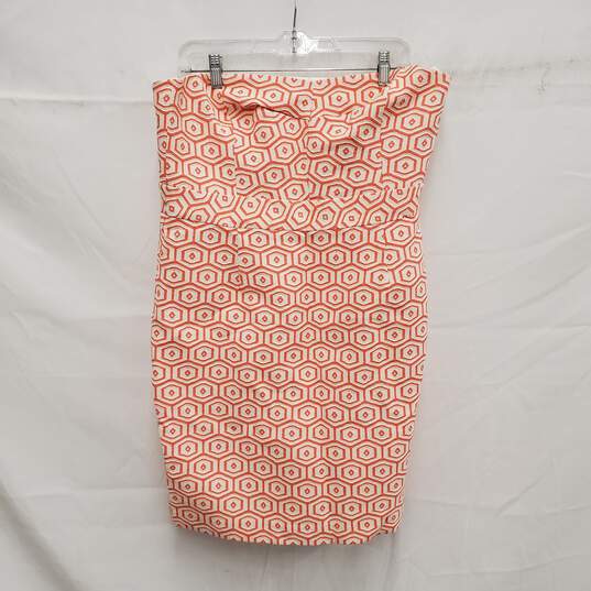 NWT Trina Turk WM's Orange & Cream Cora Cotton Blend Sheath Dress Size 14 image number 1