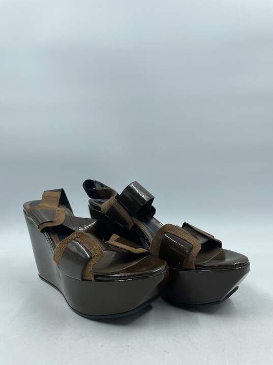 Marni Chocolate Patent Wedge Sandals W 9 COA image number 3