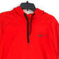 Mens Red Black Dri-Fit Long Sleeve Drawstring Pullover Hoodie Size XL image number 3