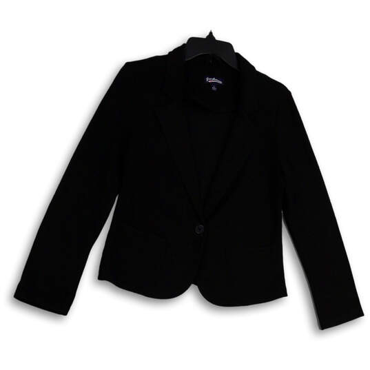 Womens Black Long Sleeve Notch Lapel Single Breasted One Button Blazer Sz L image number 1