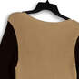 Womens Brown Beige Knitted Balloon Sleeve Pullover Sweater Dress Size XL image number 4