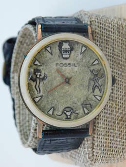 Vintage Fossil BW-6724 Pictograph Cave Drawing Braided Leather Band Men's Watch 28.1g alternative image