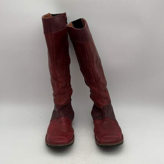 Sergio Tamani Womens Maroon Round Toe Side Zip Tall Knee High Boots Size 40 image number 3