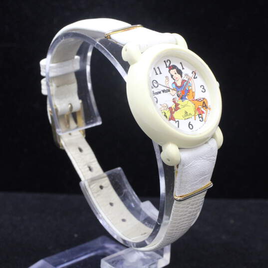 Snow White Y481-8430 Cream Case White Leather Band Watch image number 1
