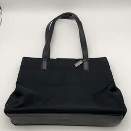 Womens Black Leather Inner Dividers Double Handed Elegant Tote Bag