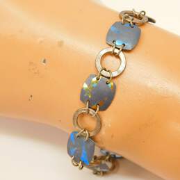 Holly Yashi Sterling Silver Blue Niobium Link Toggle Clasp Bracelet 6.2g