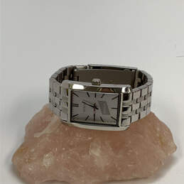 Designer Bulova Silver-Tone Stainless Steel Rectangle Analog Wristwatch