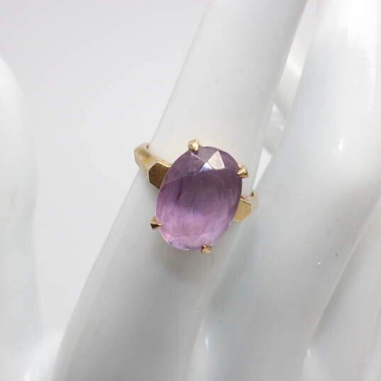 14K Yellow Gold Oval Amethyst Ring Size 5.5 - 4.0g image number 2
