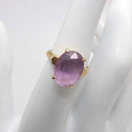 14K Yellow Gold Oval Amethyst Ring Size 5.5 - 4.0g alternative image