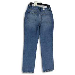 NWT Good American Womens Blue Denim Distressed Medium Wash Straight Jeans 10/30 alternative image