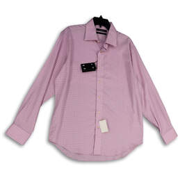 NWT Mens Pink Check Long Sleeve Collared Button-Up Shirt Size 16 1/2 34/35