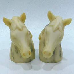 Vtg 1999 Enesco Corp Carved Marble Horse Head Bookends