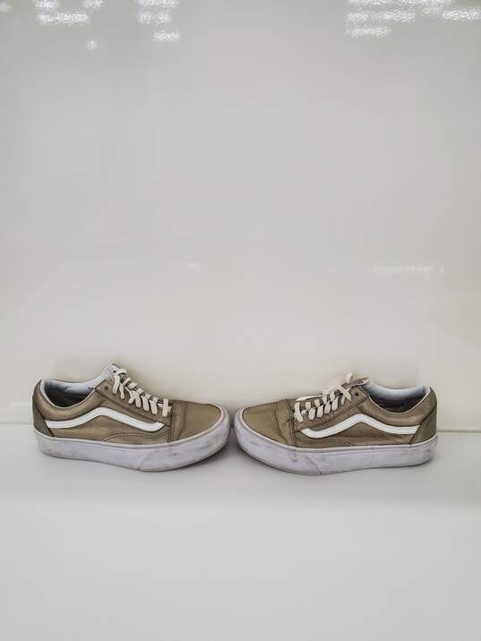 Vans Gold Leather Dress Shoes M Sz-7 W Sz-8.5 Used image number 3