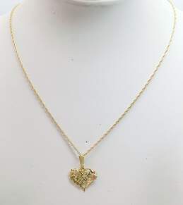 14K Yellow & Rose Gold Best Friend Heart Pendant Necklace 3.1g