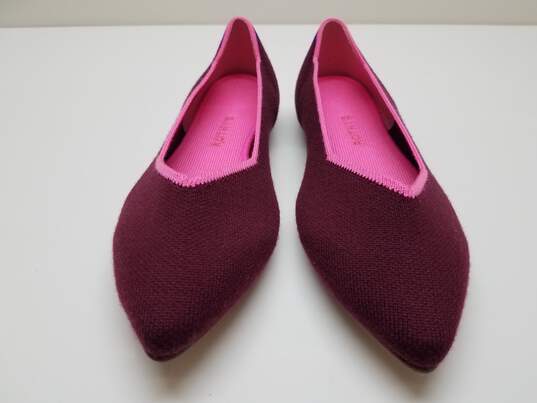 Rothy's The Point Burgundy Wool Blend Textile Ballet Flat Women’s US 9.5 image number 3