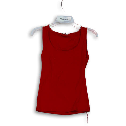 Womens Red Sleeveless Scoop Neck Stretch Wide Strap Tank Top Size Small image number 2