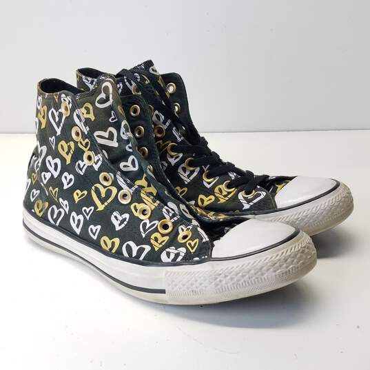 Converse All Star Heart Sneakers Black/White/Gold Women US 10 image number 3