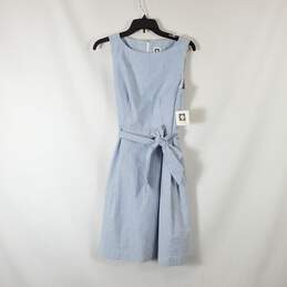 Anne Klein Women Blue/White Pinstripe Midi Dress Sz 4 NWT