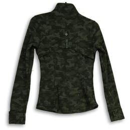 Womens Green Camouflage Long Sleeve Mock Neck Full-Zip Jacket Size 6 alternative image
