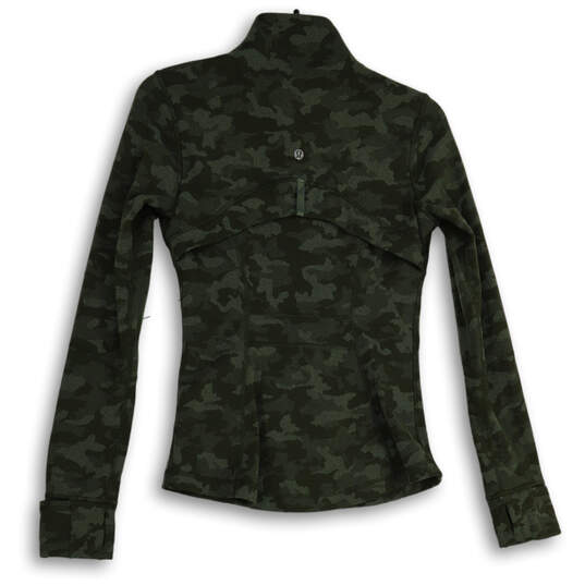 Womens Green Camouflage Long Sleeve Mock Neck Full-Zip Jacket Size 6 image number 2