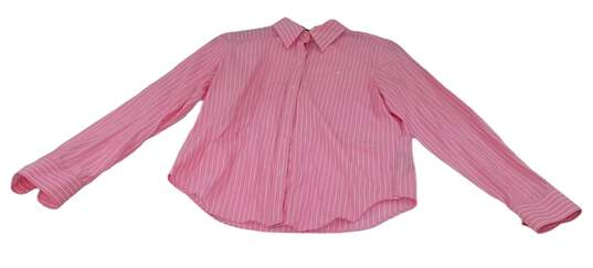 Mens Pink Full Sleeve Spread Collar White Strip Button Up Shirt Size Small image number 5