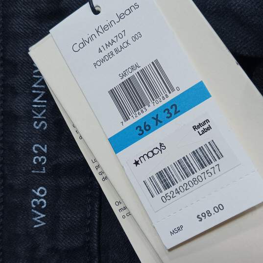 Calvin Klein Men's Powder Black Button Fly Skinny Jeans Size 36x32 image number 3
