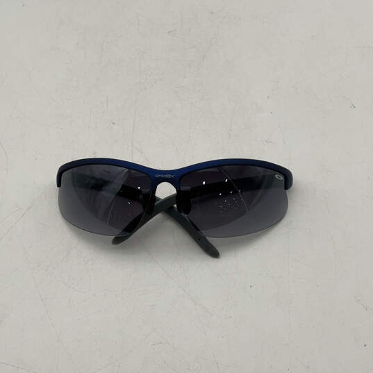 Mens Blue Black Frame Semi Rim UVA Protection Shield Sunglasses image number 2