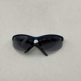Mens Blue Black Frame Semi Rim UVA Protection Shield Sunglasses alternative image