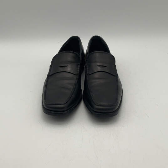 Mens Black Leather Round Toe Slip-On Casual Loafer Shoes Size 8.5 image number 3