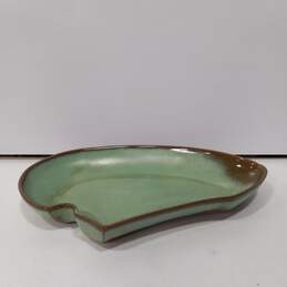 Frankoma Free Form Green & Brown Pottery Platter # 4P