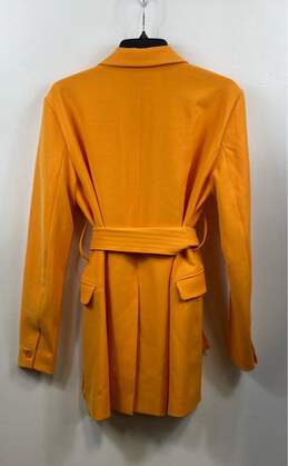 BBXBrand Womens Orange Pockets Long Sleeve Collared Belted Trench Coat Size 8 alternative image