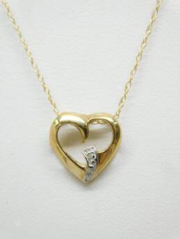 10K Yellow Gold Diamond Accent Heart Pendant Necklace 1.0g