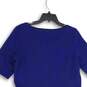 Lands' End Womens Blue Black Round Neck Short Sleeve Fit & Flare Dress Large image number 4